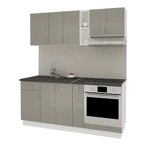 Set Bucatarie haaus Karo V9, Gri Lucios/Alb, MDF, Blat Thermo 28 mm, L 180 cm