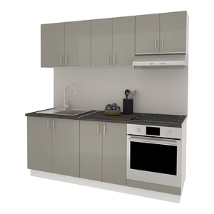 Set Bucatarie haaus Karo V10, Gri Lucios/Alb, MDF, Blat Thermo 28 mm, L 200 cm