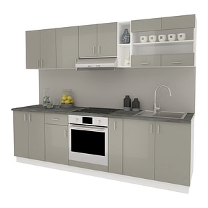 Set Bucatarie haaus Karo V19, Gri Lucios/Alb, MDF, Blat Thermo 28 mm, L 260 cm