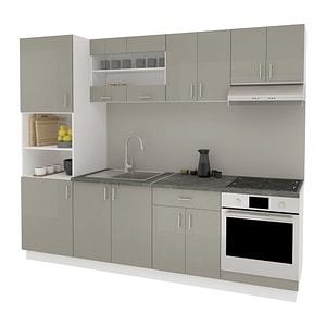 Set Bucatarie haaus Karo V20, Gri Lucios/Alb, MDF, Blat Thermo 28 mm, L 260 cm