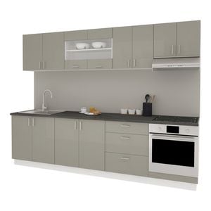Set Bucatarie haaus Karo V22, Gri Lucios/Alb, MDF, Blat Thermo 28 mm, L 280 cm