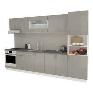 Set Bucatarie haaus Karo V30, Gri Lucios/Alb, MDF, Blat Thermo 28 mm, L 320 cm