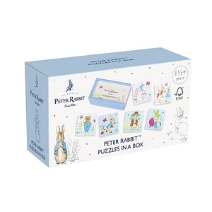 Set 6 puzzle-uri Peter Rabbit in cutie lemn, Orange Tree Toys, +18 luni, 12 piese