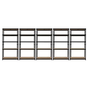Set rafturi tip polita de depozitare cu 5 polite Handlekraft, 5 piese 180 x 90 x 45 cm, otel/MDF, negru