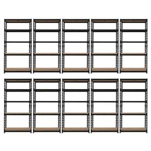 Set rafturi tip polita de depozitare cu 5 polite Handlekraft, 10 piese, 180 x 90 x 45 cm, otel/MDF, negru