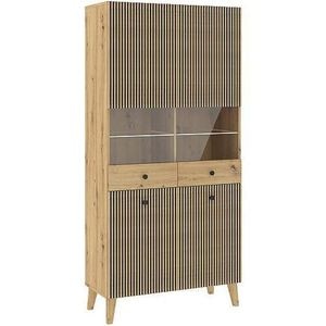Vitrina Sani BERLIN 4D, 91 x 42 x 190 cm, Stejar Artisan