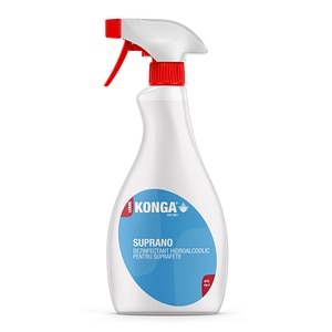 Dezinfectant Konga, Cu Clorhexidina, Se nivel inalt, Suprano, Pentru suprafete si instrumentar, 1L, Cu pulverizator