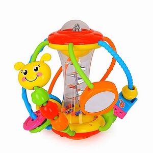 Jucarie motrica pentru bebelusi, Minge cu activitati, Sbk, Multicolor, +3 luni