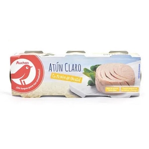 Ton intreg in ulei de floarea soarelui Auchan, 3 x 80 g