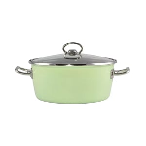 Oala din otel emailat Perfect Home, 3.3 litri, verde, cu capac
