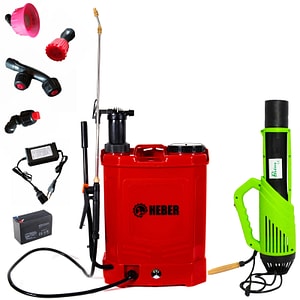 Set pompa de stropit electrica si manual HEBER, 16 litri, cu atomizor electric portabil
