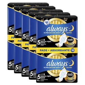 Absorbante periodice Always Ultra Secure Night, 5 pachete x 10, 50 buc