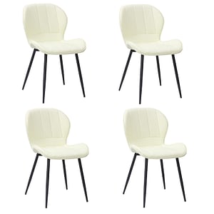 Set 4 Scaune, Piele Ecologica, Topaz, Crem