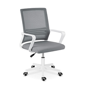 Scaun de birou DacEnergy, tapiterie micro-plasa respirabila, forma ergonomica, inaltime reglabila, design unic, baza stabila cu 5 roti, 88-98 x 58 x 45 cm, gri si alb