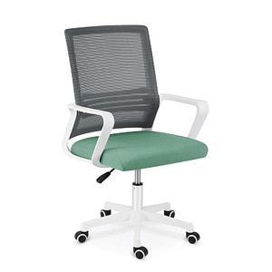 Scaun de birou DacEnergy, tapiterie micro-plasa respirabila, forma ergonomica, inaltime reglabila, design unic, baza stabila cu 5 roti, 88-98 x 58 x 45 cm, gri si verde