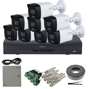 Kit supraveghere Dahua, 8 camere, 5MP, lentila 3.6mm, IR 40m, microfon, DVR 8 canale, 8MP, 4K, functii AI, accesorii