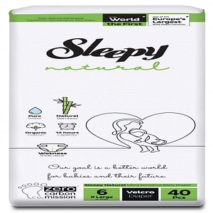 Scutece pentru bebelusi Sleepy Natural Double, marime 6 XLarge, 15-25kg, 40 bucati
