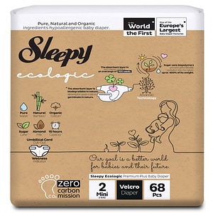 Scutece pentru bebelusi Sleepy Ecologic, marimea 2, 3-6kg, 68buc