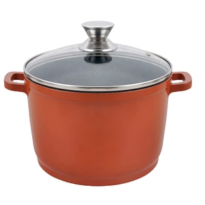 Oala tip tuci din aluminiu cu invelis din ceramica marmorata Grunberg GR2008, cu capac, 7.15 l, caramiziu