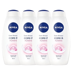 Gel de dus hidratant Nivea extract de trandafiri, 4 x 750 ml