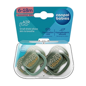 Suzeta simetrica din silicon,Canpol babies, 6-18 Luni, Mountains, 2 bucati, verde