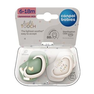 Suzeta simetrica din silicon Canpol babies, 6-18m Goose, 2 bucati, verde