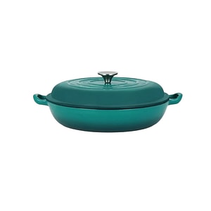 Cratita din fonta emailata Perfect Home, 30 cm, verde, cu capac