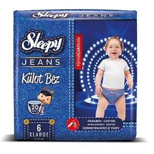 Scutece-chilotel pentru bebelusi Sleepy Jeans, marime 6 XLarge, 15-25 kg, 20 bucati