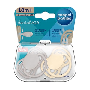 Suzeta simetrica din silicon Canpol babies, +18m, Nude, 2 bucati, crem