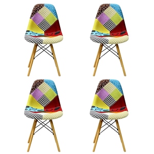 Set 4 Scaune Zora, 83 x 40 x 47 cm, patchwork