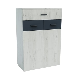 Comoda Sani Urban, Stejar kraft alb/Antracit, 75 x 38 x 108 cm