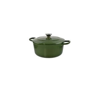 Oala din fonta emailata Perfect Home, 3.5 cm, verde, cu capac
