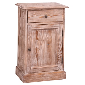 Noptiera cu 1 usa si 1 sertar, culoare maro deschis P071, periat adanc, 100% lemn masiv, 74x47x32 cm