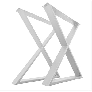 Picioare metalice masa, set metal, 2 bucati, mobilier dining, 60x72x8 cm, alb