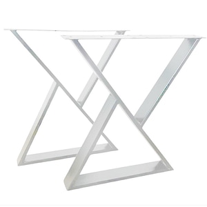 Picioare metalice masa, set metal, 2 bucati, mobilier dining, 65x8x73 cm, alb