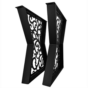 Picioare metalice masa, set metal, 2 bucati, mobilier dining, 65x8x73 cm, negru