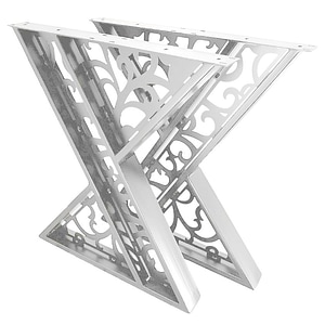 Picioare metalice masa, set metal, 2 bucati, mobilier dining, 65x8x73 cm, alb