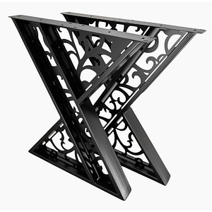 Picioare metalice masa, set metal, 2 bucati, mobilier dining, 65x8x73 cm, negru