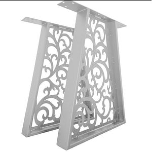 Picioare metalice masa, set metal, 2 bucati, mobilier dining, 60x8x73 cm, alb