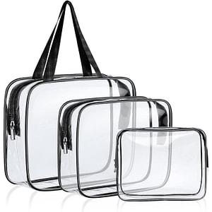 Genti cosmetice pentru voiaj Regal Bliss, transparente si impermeabile ideale pentru transport, Set cu 3 marimi diferite