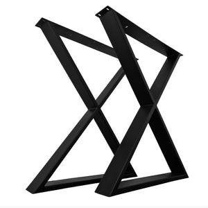 Picioare metalice masa, set metal, 2 bucati, mobilier dining, 60x72x8 cm, negru