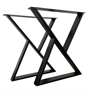 Picioare metalice masa, set metal, 2 bucati, mobilier dining, 65x8x73 cm, negru