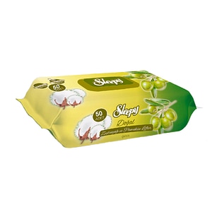 Servetele umede SLEEPY, 50 buc, Bumbac cu ulei de Masline
