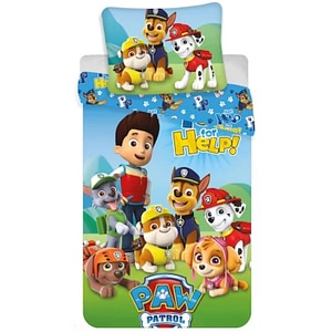 Set husa pilota si fata de perna Javoli, Model Paw Patrol, Bumbac, 140x200 cm/70x90 cm, Multicolor