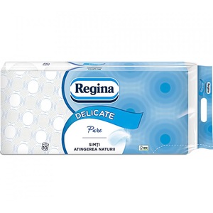 Hartie igienica Regina Pure & Delicate, 3 straturi, 10 role