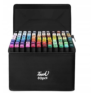 Set markere Zola, 80 bucati, 2 capete subtire si gros, cu geanta de depozitare, multicolore