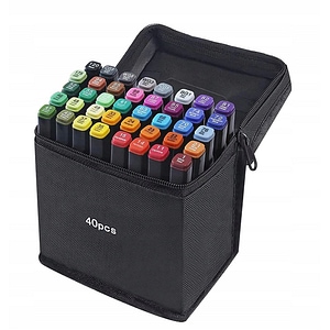 Set markere Zola, 40 bucati, 2 capete subtire si gros, cu geanta de depozitare, multicolore