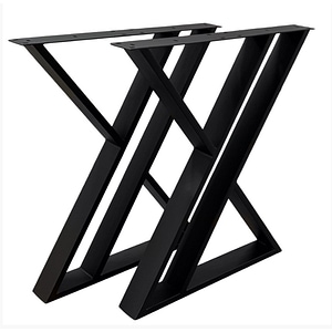 Set picioare metalice masa, 2 bucati, mobilier dining, 65x8x73cm, negru