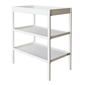 Masa de schimbat Woodies, Classic Changer, Cu 2 rafturi de depozitare inalte, Pin Masiv, MDF, 76 x 44 x 86 cm, Alb