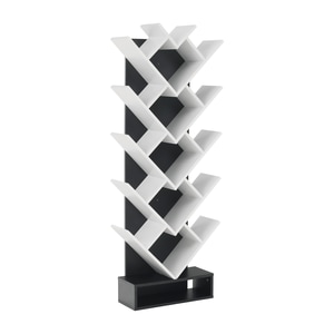 Etajera/raft carti Bortis, 150 cm inaltime, moderna ,alb/negru, rafturi multiple 